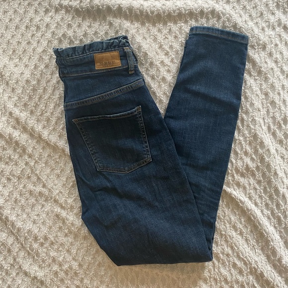 Zara High Waist Disco Jeans Ruffled 2 4 38 Skinny - Picture 2 of 6